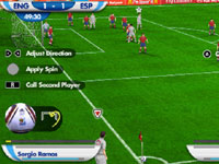 The PSP version's new shooting mechanic in 2010 FIFA World Cup