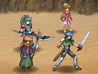 Crais and friends looking for trouble in a side-scrolling Iyar environment in Mimana: Iyar Chronicle