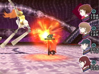 Party combat screen from Shin Megami Tensei: Persona 3 Portable Party combat screen from Shin Megami Tensei: Persona 3 Portable