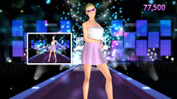 Showing off an outfit and wracking up points in Project Runway the Video Game Showing off an outfit and wracking up points in Project Runway the Video Game