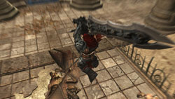 War swinging his primary weapon from above in Darksiders War swinging his primary weapon from above in Darksiders