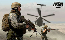 Infantry 
supported by helicopter cover in Arma II: Operation Arrowhead