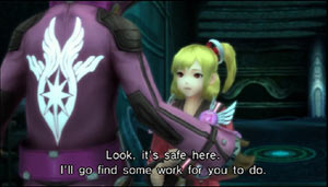 Single player campaign dialog from Phantasy Star Portable 2