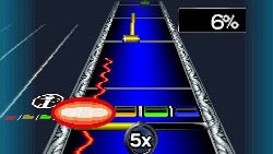 Note Highway gameplay in Rock Band 3 for DS