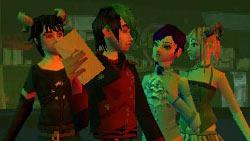Getting the post-gig lowdown from your band manager in Rock Band 3 for DS
