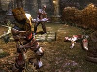 Three zombies coming at you in an outdoor setting in Rise of Nightmares