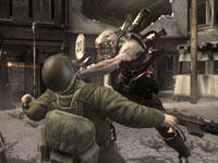 A Chimeran hybrid decimating enemies in close combat in the Resistance Greatest Hits Dual Pack
