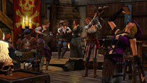 Pirates out for a night on the town in The Sims Medieval: Pirates and Nobles