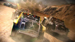 Cars racing in the desert in 'DiRT 2'
