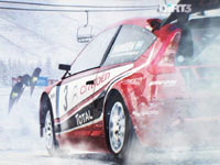 Racing in the snow in DiRT 3