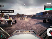 A multiplayer race screen utilizing cockpit view from DiRT 3