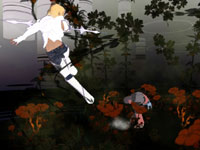 Enoch leaping through the air during combat in El Shaddai: Ascension of the Metatron