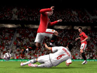 England's Wayne Rooney getting physical in FIFA Soccer 10