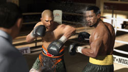 Miquel Coto smacking the sweat off Sugar Shane Mosley's face in Fight Night Champion
