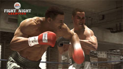Iron Mike Tyson landing a crushing left to an opponent's face in Fight Night Champion Iron Mike Tyson landing a crushing left to an opponent's face in Fight Night Champion