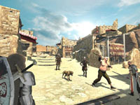 Fighting in the middle of a Midieval town square in The First Templar