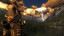 Forked lightening in the distance in 'FUEL'