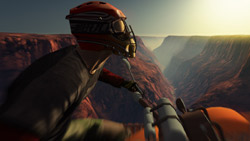 ATV rider overlooking and expansive canyon in 'FUEL'