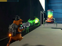 Battling robot enemies in 'G-Force' the video game Battling robot enemies in 'G-Force' the video game