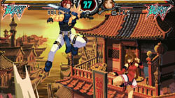 one-on-one character fight in 'Guilty Gear XX Accent Core Plus'