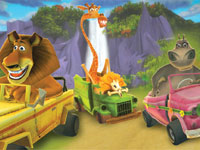 Some of the main characters in their karts in Madagascar Kartz for PS3