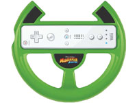The branded Wii Remote steering wheel accessory included with the Madagascar Kartz wheel bundle for Wii