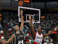 The Spurs putting up a shot against the Blazers NBA 2K10 The Spurs putting up a shot against the Blazers NBA 2K10