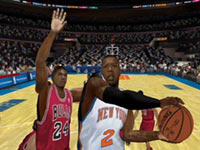 The Knicks going to the hole against the Bulls in NBA 2K10 The Knicks going to the hole against the Bulls in NBA 2K10