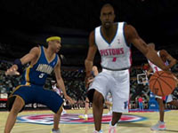 Pacers defender frozen by a Pistons offensive move NBA 2K10 Pacers defender frozen by a Pistons offensive move NBA 2K10