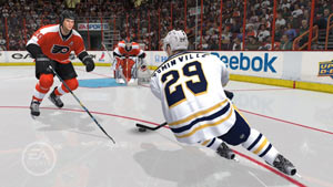 Weaving through the defense to get to the goalie in NHL 12