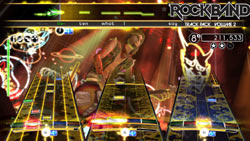 Guitarist on a an 8x multiplier string in Rock Band Track Pack: Volume 2
