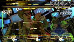 Geeky singer going for an old-school New Wave style statement in Rock Band Track Pack: Volume 2