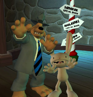 Sam & Max in gun-toting Santa's realm in Sam & Max: Beyond Time and Space