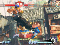 Yun putting the smackdown on Chun-li in Super Street Fighter IV: Arcade Edition