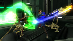 Jedi taking on a squad of droids in close quarters in 'Star Wars The Clone Wars: Republic Heroes'