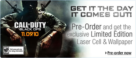Pre-order and receive the exclusive Call of Duty: Black Ops Limited Edition Laser Cell & Wallpaper