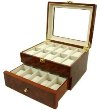 Burlwood Finish Glass Window Watch Box #TSAA31-577BUR