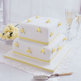 Cascading Confetti Sponge Wedding Cake