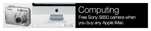 Computing, Free Sony S650 camera when you buy any Apple iMac