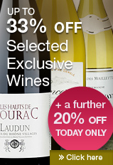 Up 33% off Selected Exclusive Wines + a further 20% off today only