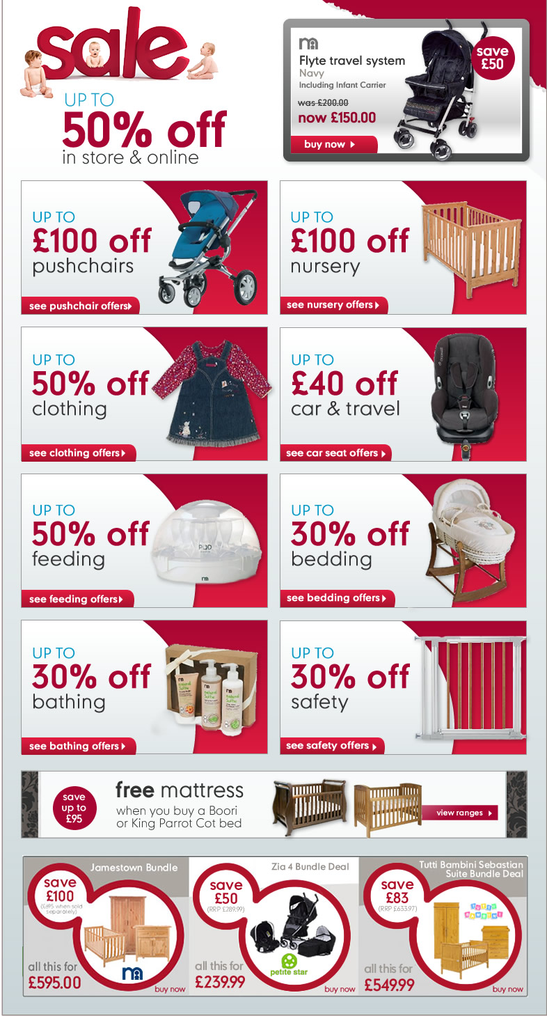 sale now on in store & online - save up to 50%