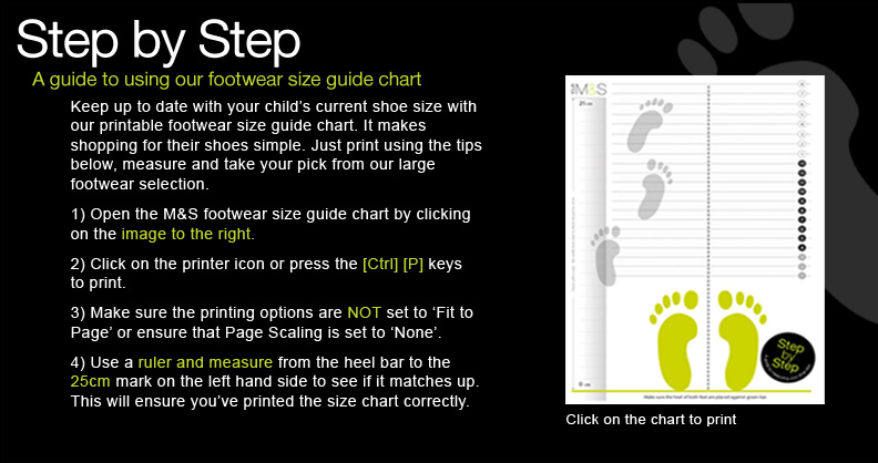 Footwear size guide chart
