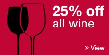 View 25% off all wine