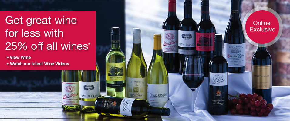Wine 25% off