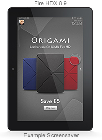 Fire tablet: example sponsored screensavers