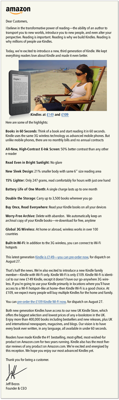 Amazon Kindle Free 3G + Wi-Fi for £149 and Amazon Kindle Wi-Fi for £109