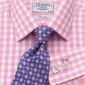 Wimpole Pink Gingham Non Iron Classic Shirt (Double Cuff)