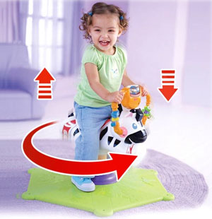 Fisher-Price Bounce & Spin Zebra Black & White with child