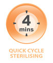 Quick cycle sterilising