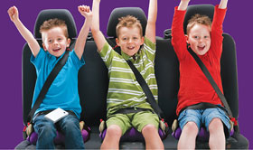 Three children using the Bubblebum